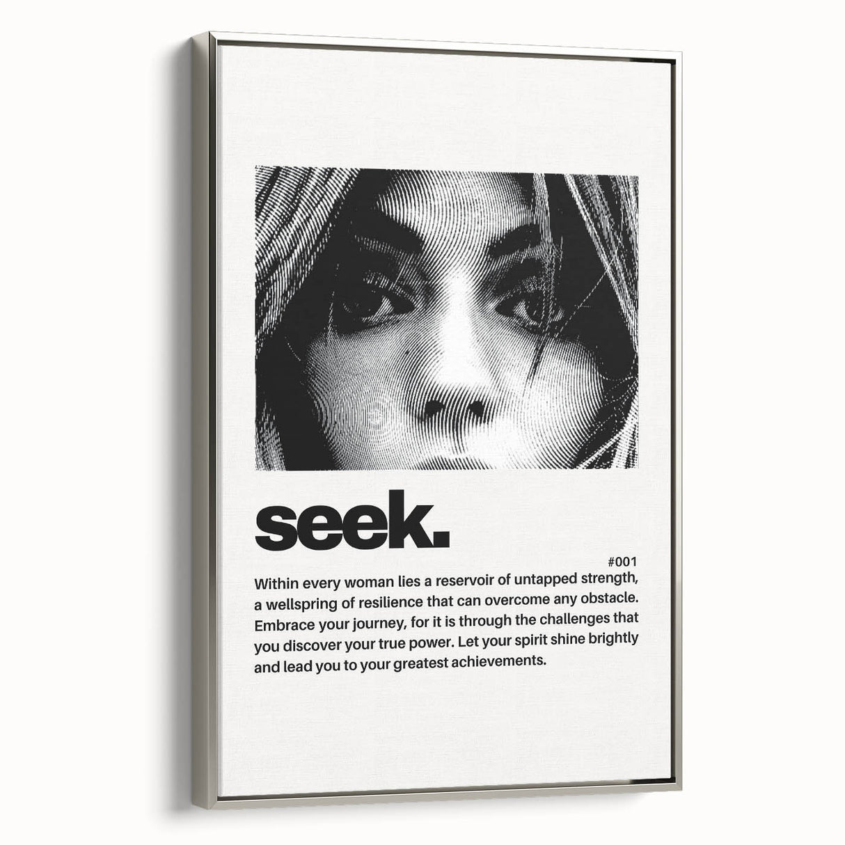 Monochrome Motivational Typography Art Print - "Seek" Canvas