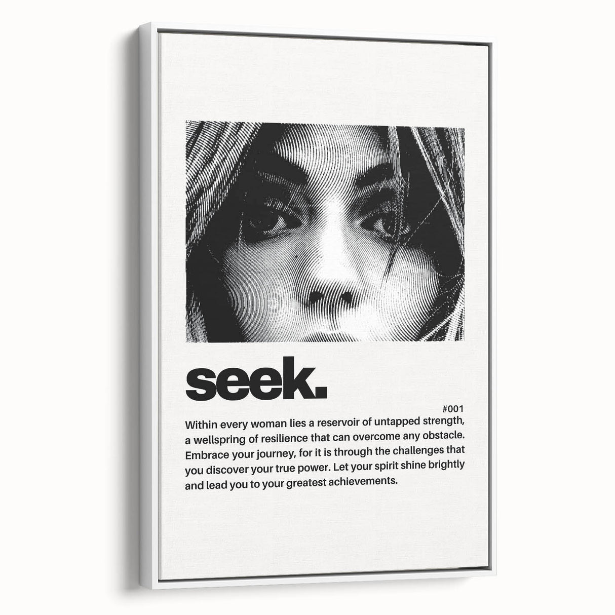 Monochrome Motivational Typography Art Print - "Seek" Canvas
