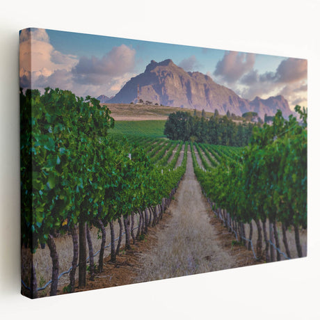 African savannah scene with warm sunrise colors on stretched canvas, suitable for kitchen wall art.