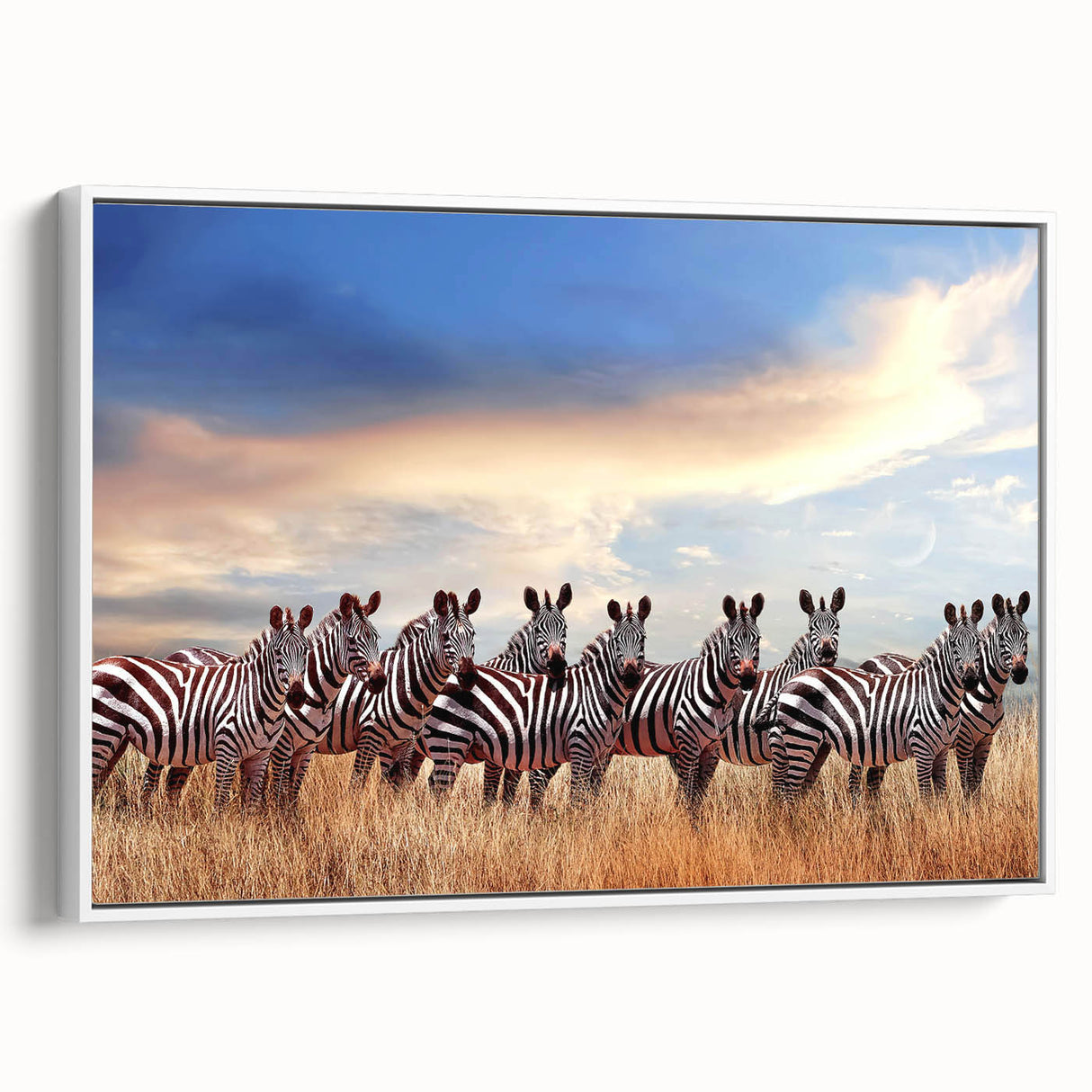 Vintage poster art of a Tanzanian landscape on extra large framed canvas.