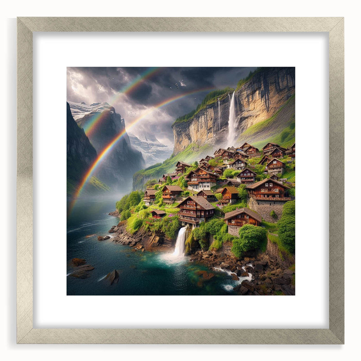 Textured abstract art print of African scenery in muted earth tones, framed in silver, ideal for bedroom decor.