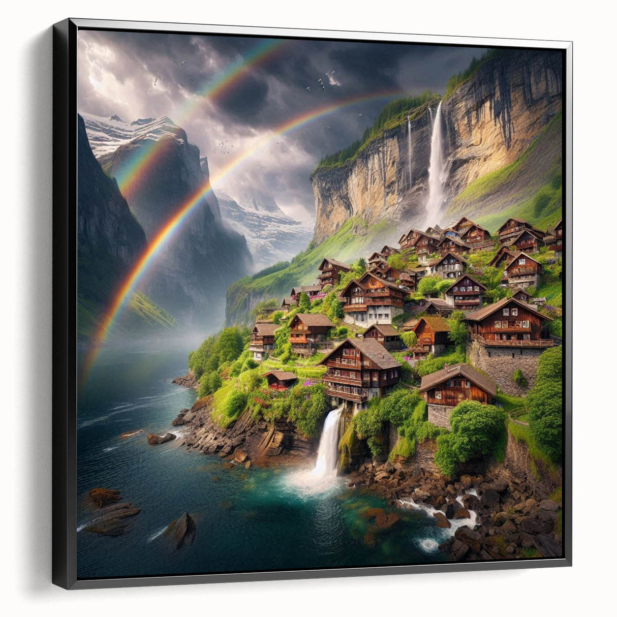 Black and white framed canvas depicting a vintage-style Zambia landscape, ideal for bedroom wall art.