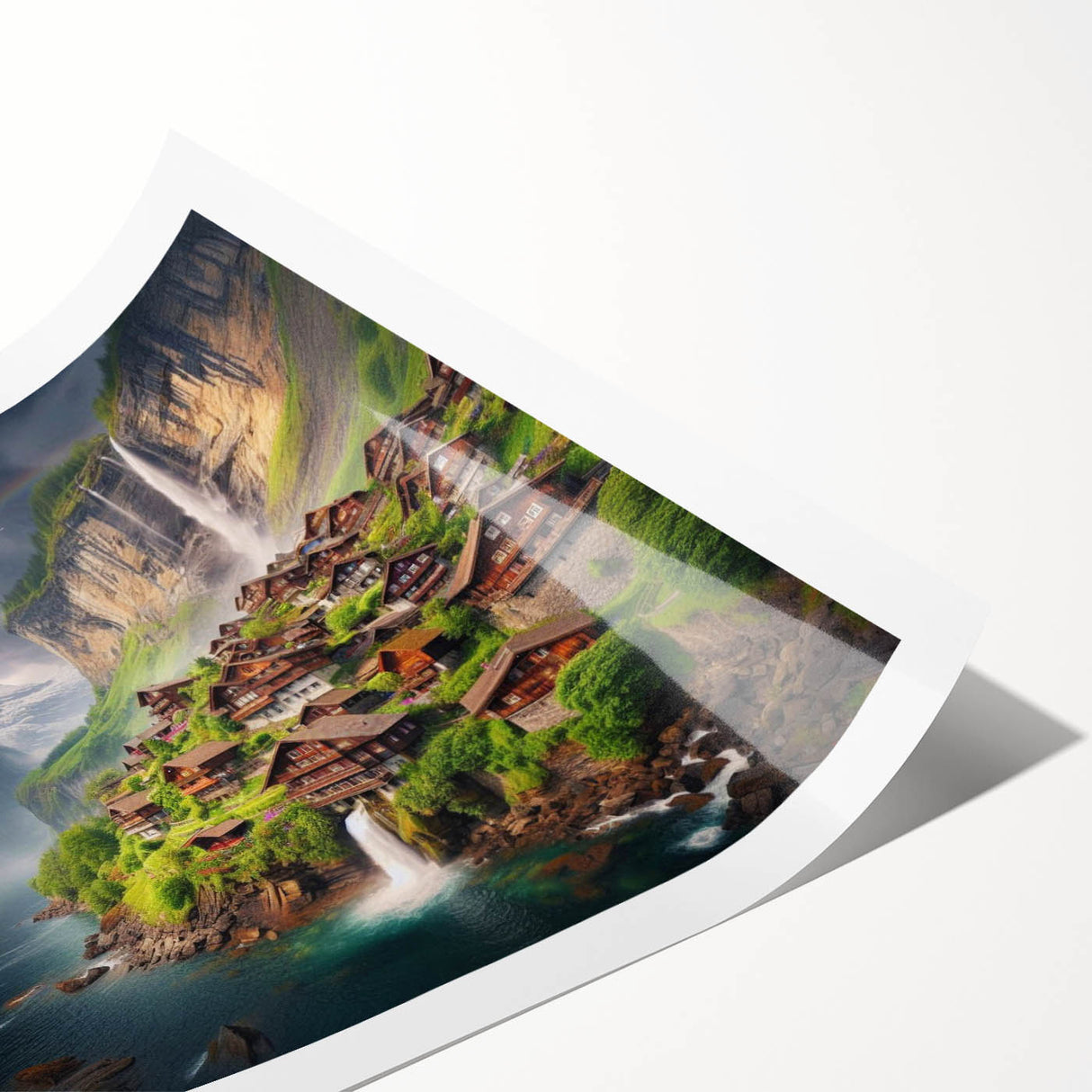 Extra large rolled print featuring line art flowers in soft pastel shades, ideal for large living room wall art.