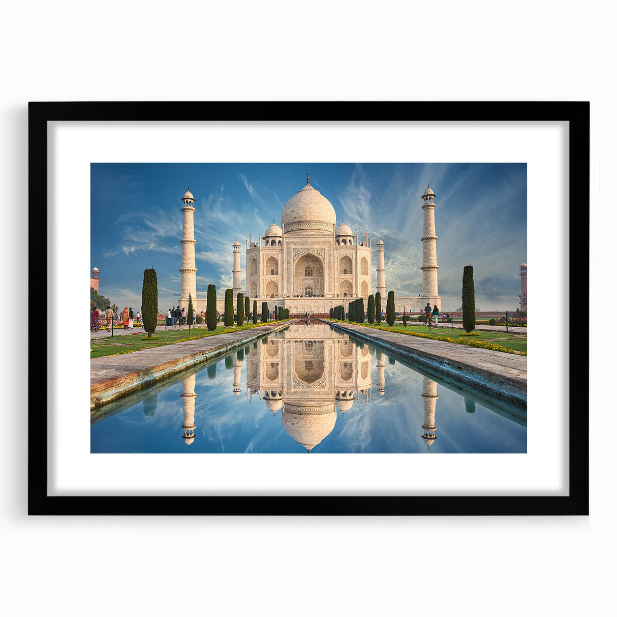Extra large abstract art print featuring a colorful, textured depiction of a vibrant Indian landscape on a framed canvas.