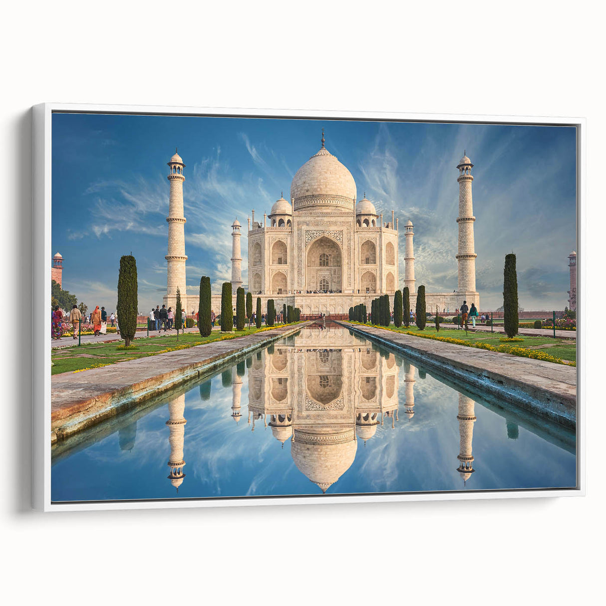 Vintage poster art of a colorful Indian landscape on extra large framed canvas, ideal for living room decor.