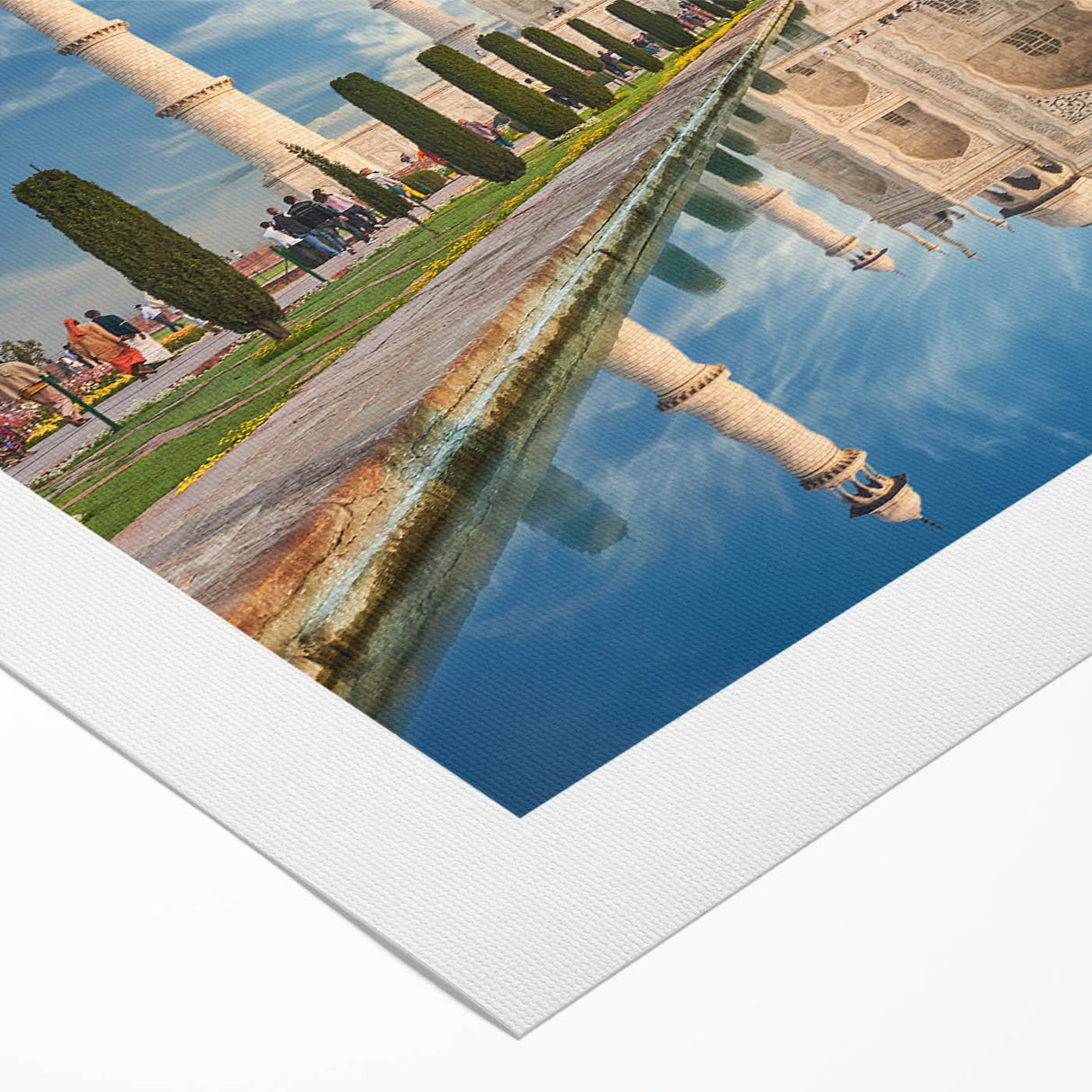 Art deco poster of a scenic Indian landscape in muted earth tones on rolled canvas, suitable for dining room decor.