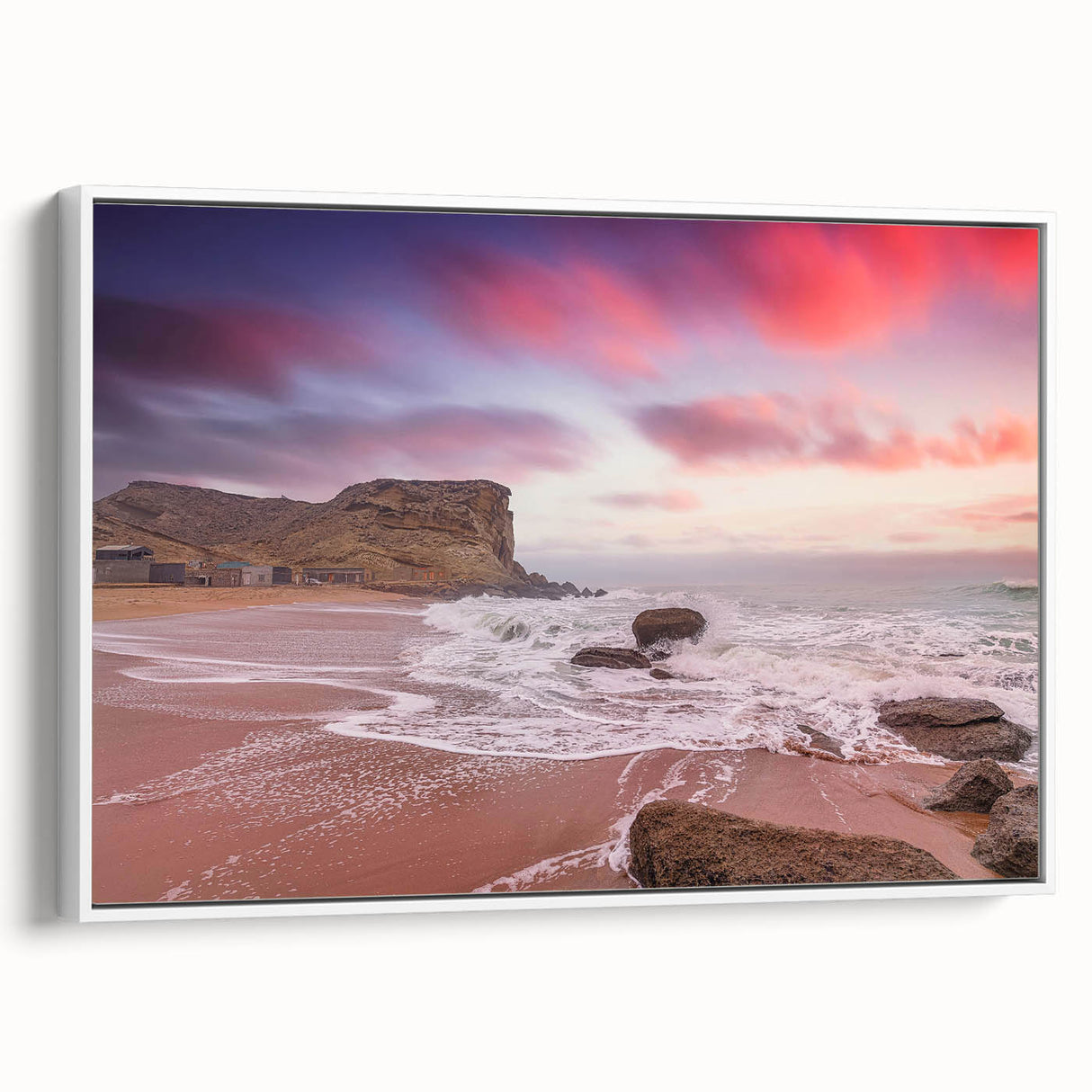 Vintage poster art of a scenic Pakistani landscape on a framed canvas, featuring vibrant colors, ideal for living room decor.