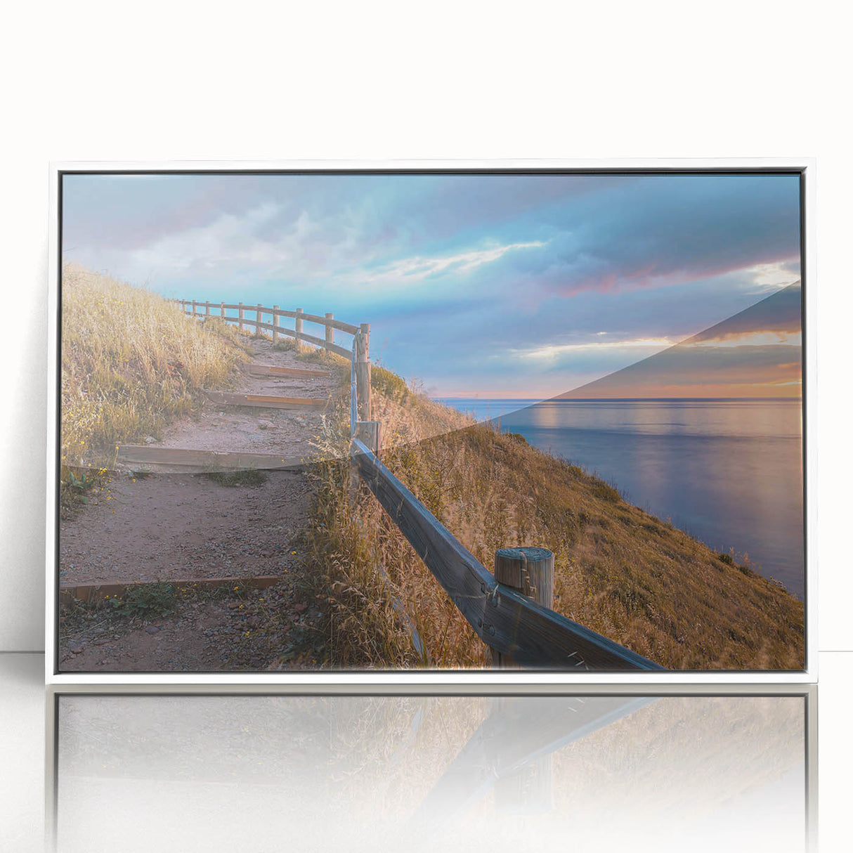 Framed acrylic print of Adelaide skyline in muted earth tones, ideal for modern art wall decor.