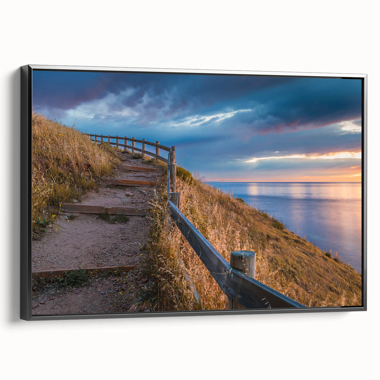 Black and white framed canvas of Adelaide landscape, vintage poster style, ideal for bedroom wall art.