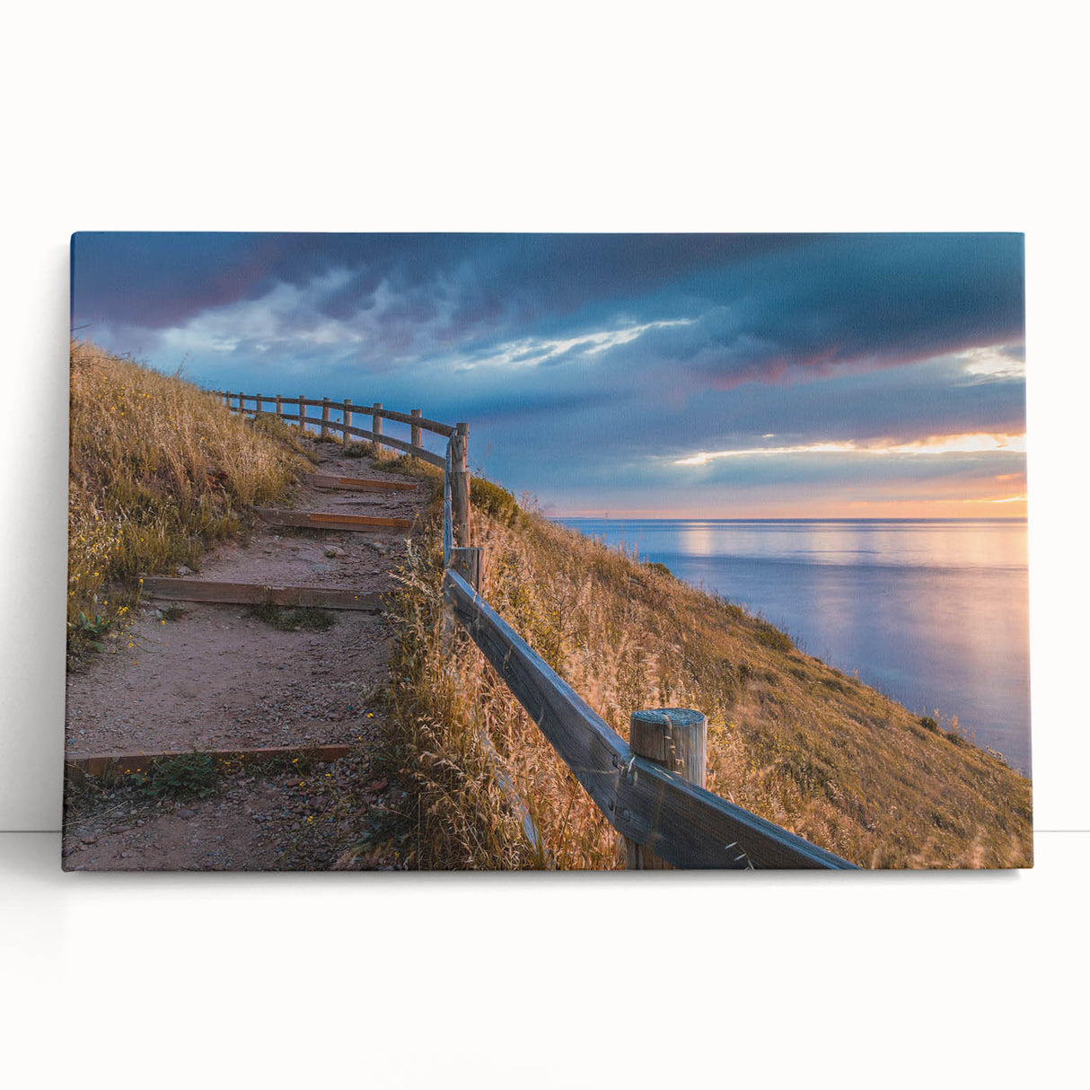 A large black and white stretched canvas depicting the Adelaide skyline.