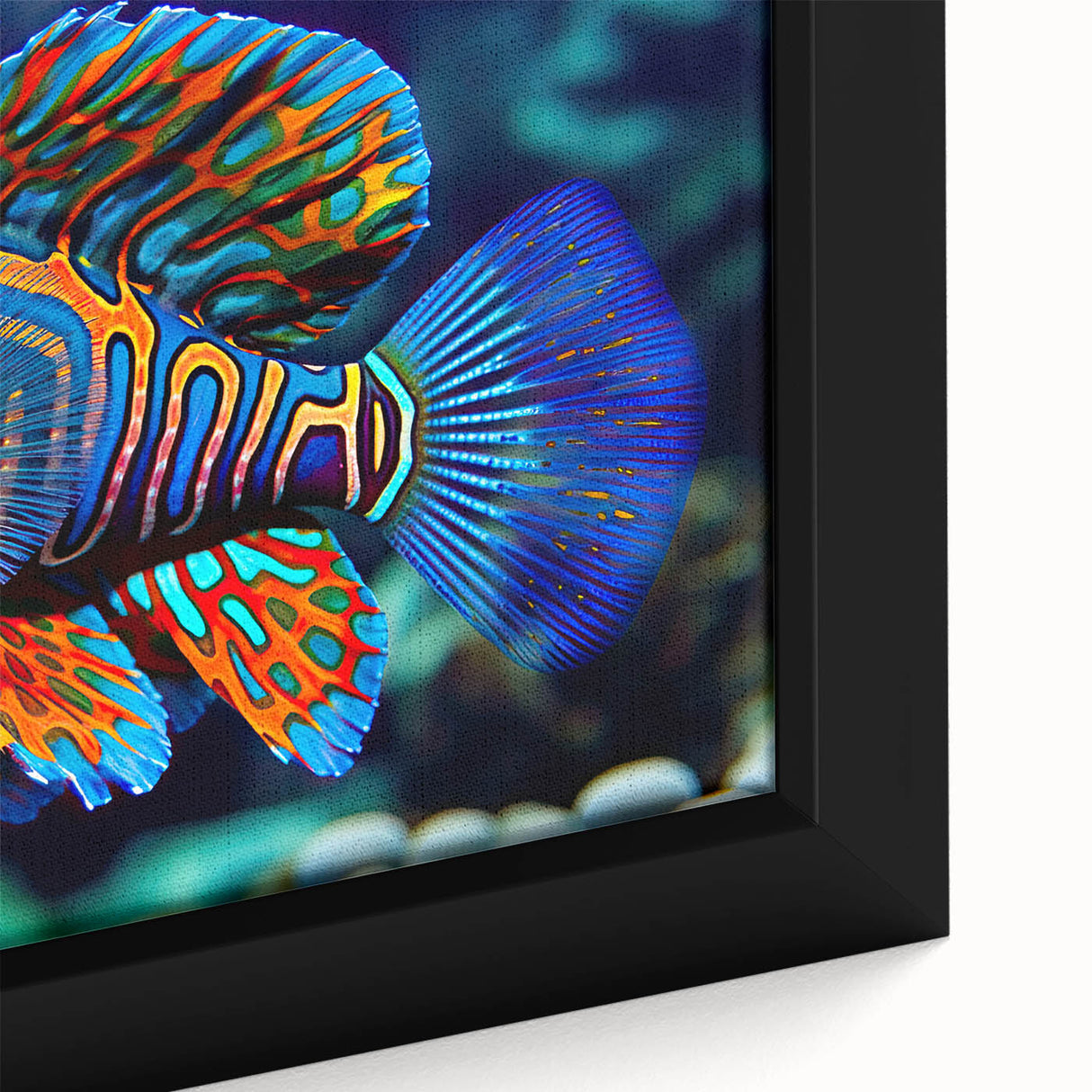 Extra large framed canvas featuring a textured depiction of the Great Barrier Reef in vibrant colors.