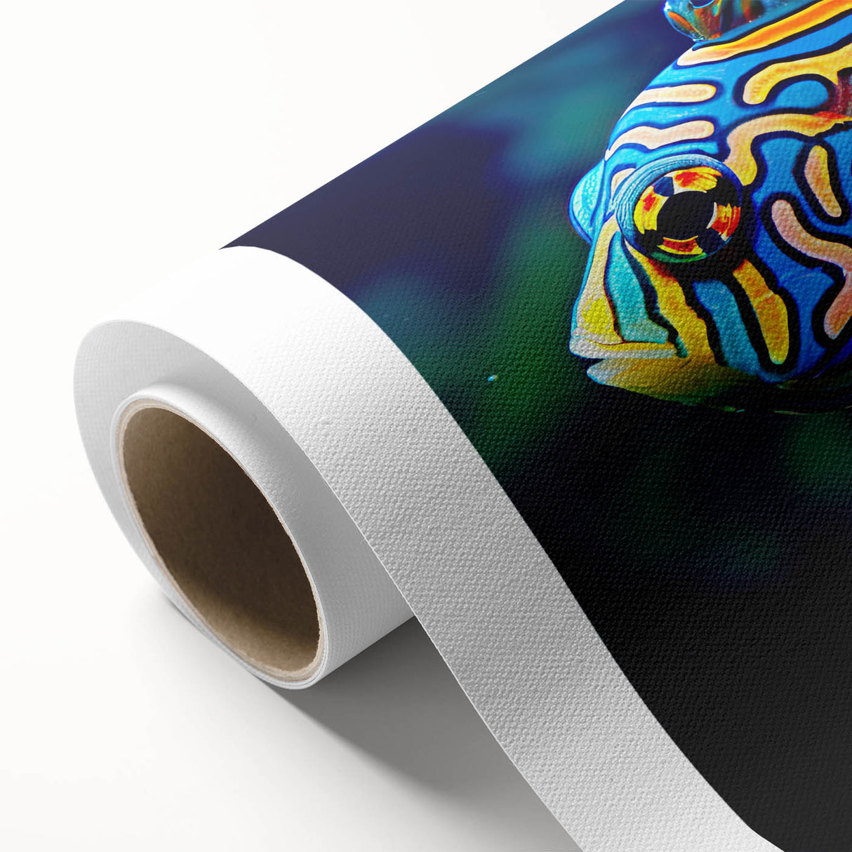 Art deco poster of the Great Barrier Reef in vibrant blue and green tones on rolled canvas, ideal for nursery wall art.