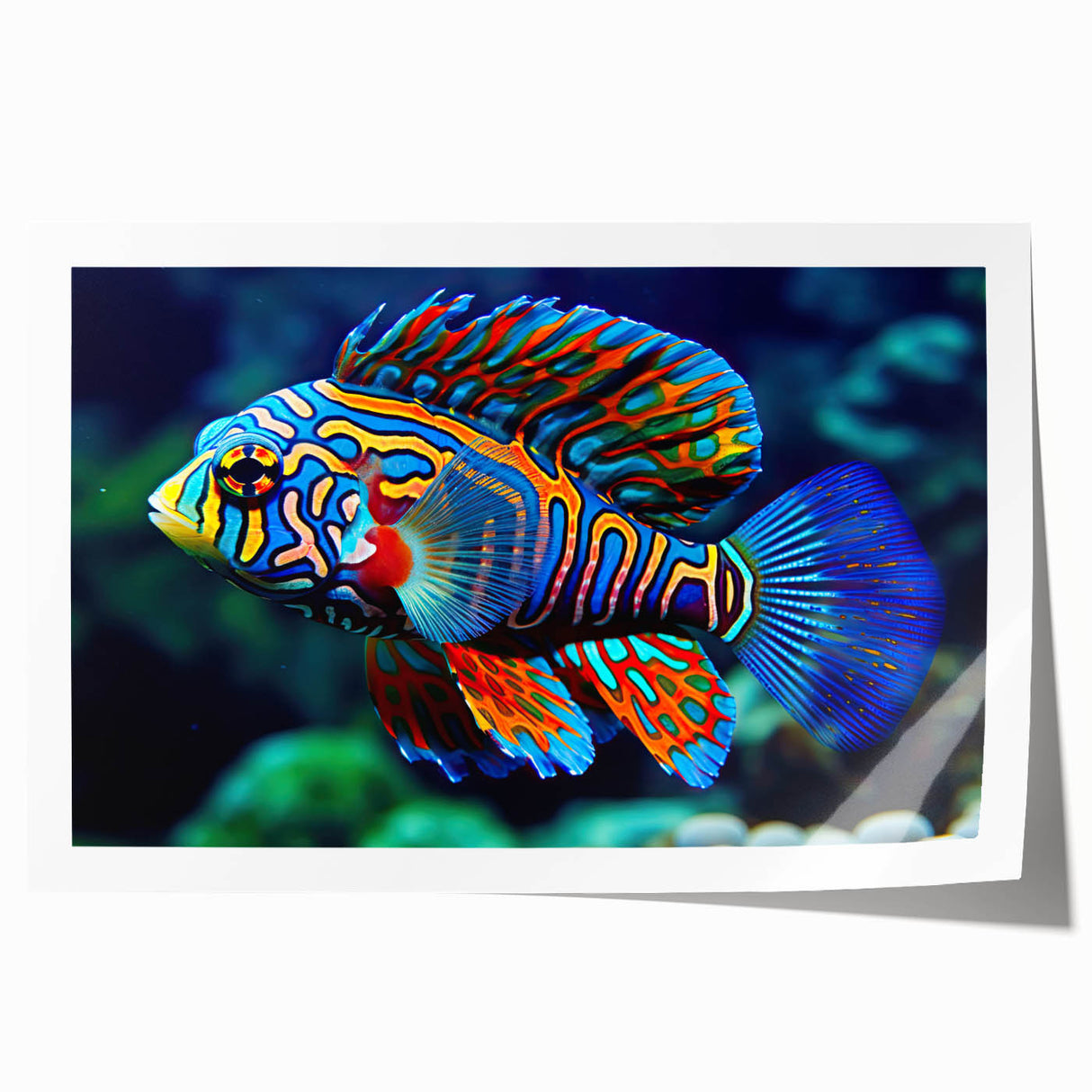 Extra large rolled print of Great Barrier Reef with vibrant blue and green tones, ideal for art wall dining room.