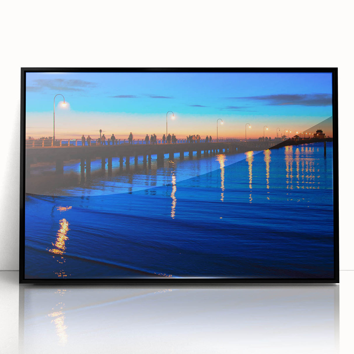 Large abstract wall art depicting Melbourne scenery in muted black and gray tones on framed acrylic.