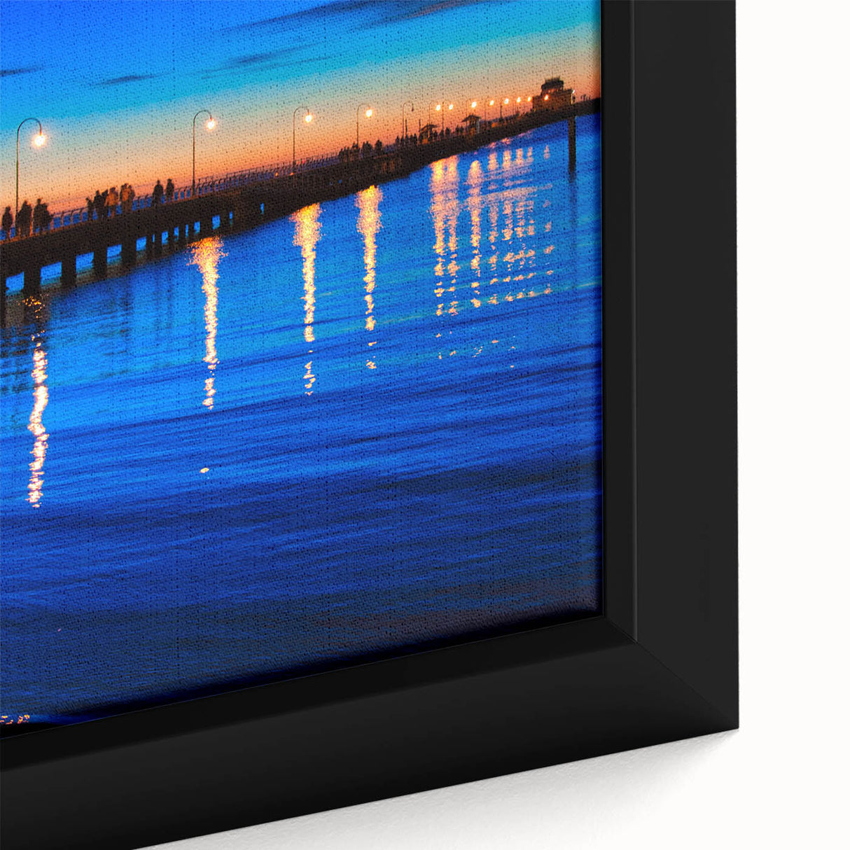 Black wall art depicting Melbourne scenery with colorful, textured design on a framed canvas, ideal for living room decor.