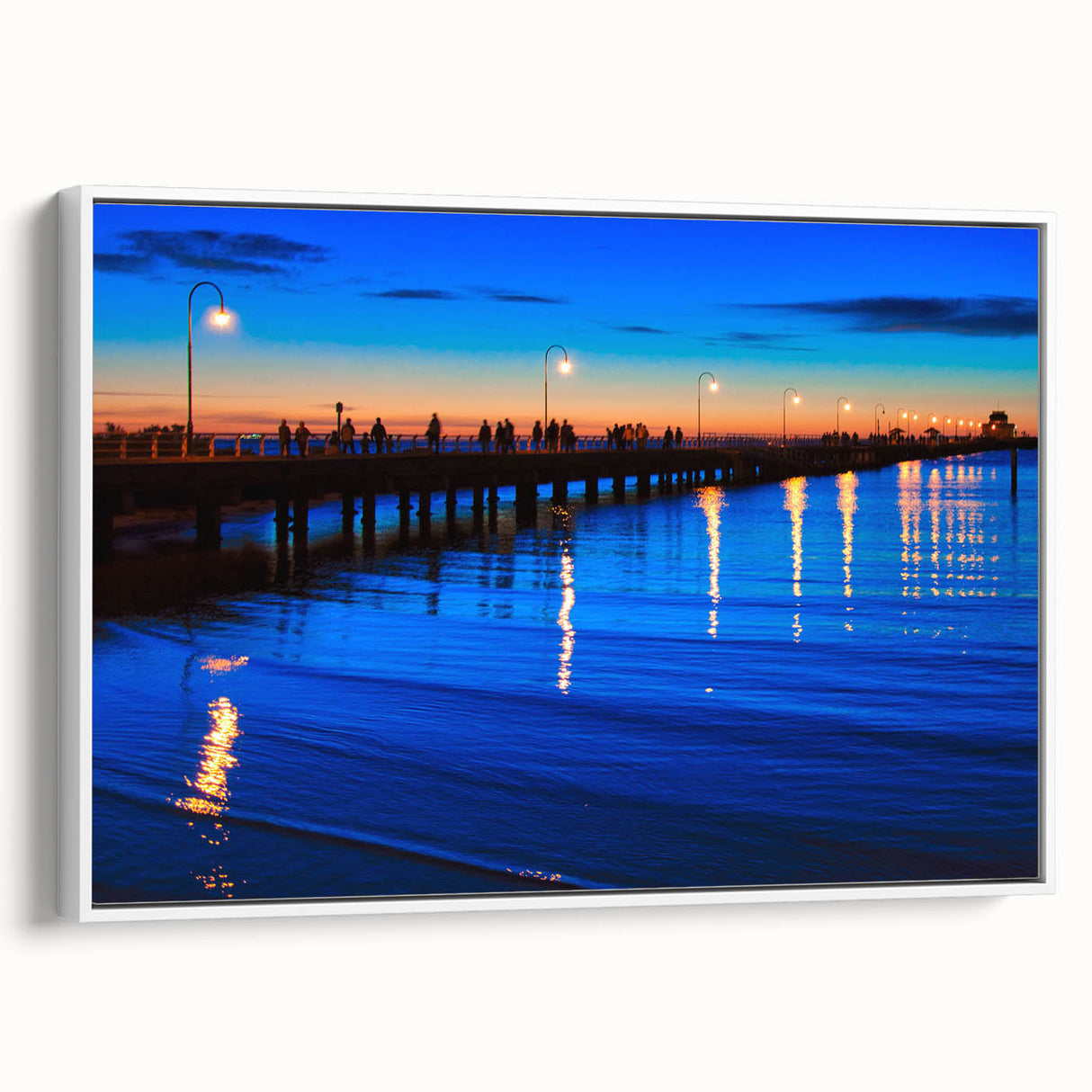 Framed canvas featuring a vintage-style Melbourne landscape in muted black and gray tones, ideal for bedroom wall art.