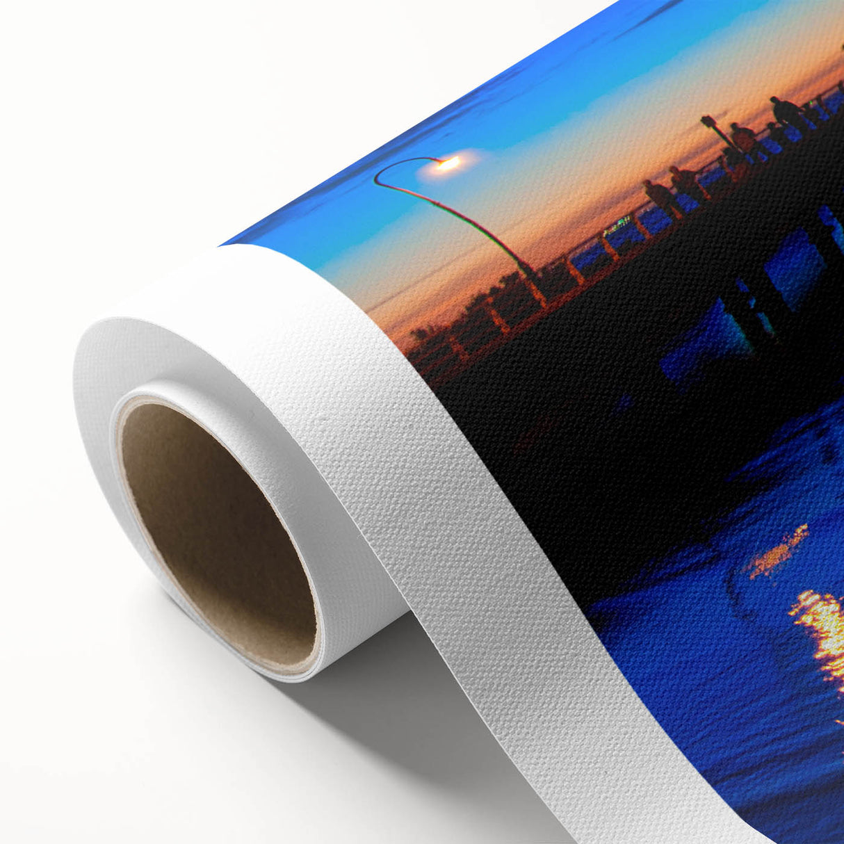 Art deco poster of Melbourne skyline in pastel shades on rolled canvas, ideal for nursery wall art.