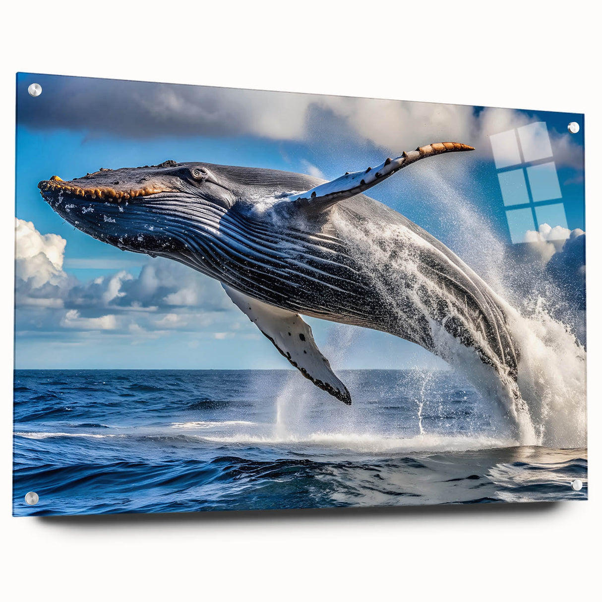 Acrylic glass print of New Brunswick scenery in muted blues and greens, ideal for dining room art.