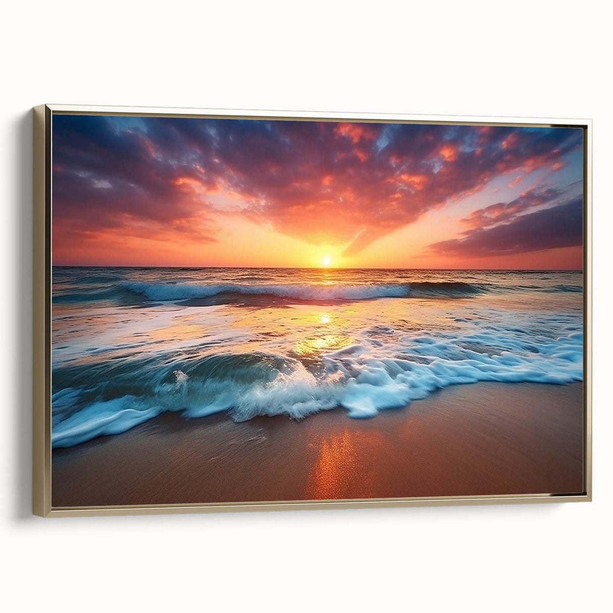 Framed canvas depicting a serene Barbados landscape in vintage poster style, ideal for bedroom wall art.