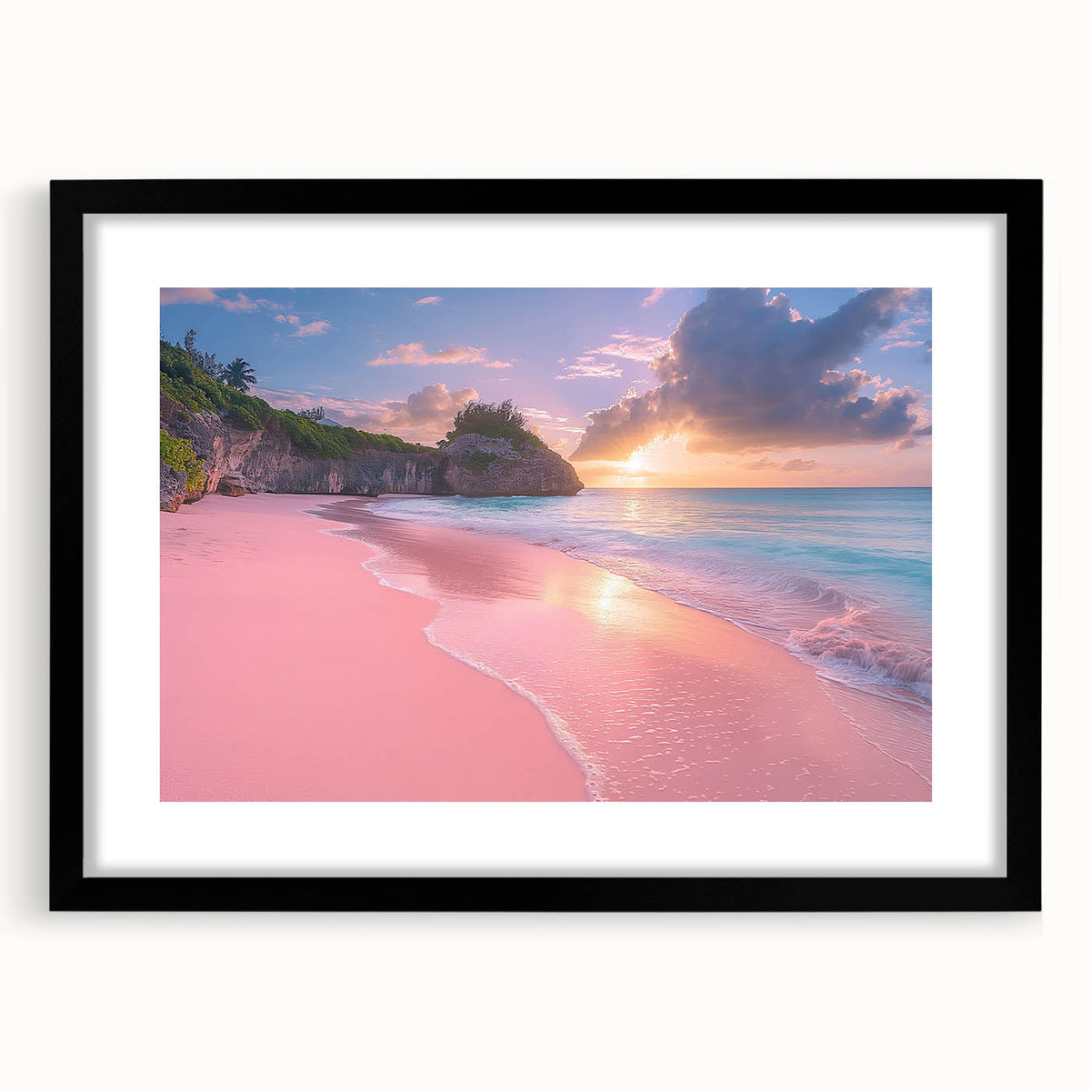 Extra large abstract art print featuring vibrant Caribbean scenery on textured canvas, ideal for living room decor.