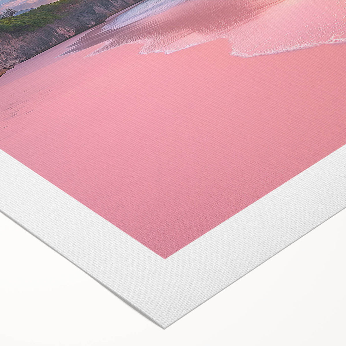 Art deco poster featuring a serene Bermuda beach scene with soft pastel shades on a rolled canvas.