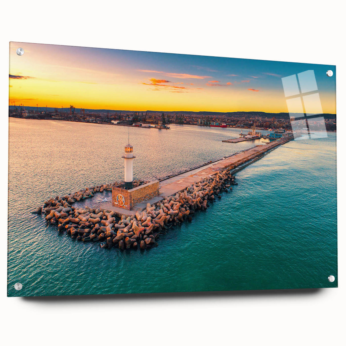 Large abstract wall art of a European Bulgarian scenery in muted earth tones on acrylic glass.