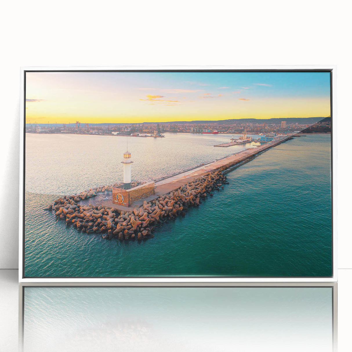 Mid-century modernist art depicting a European Bulgarian landscape in muted earth tones, framed acrylic.