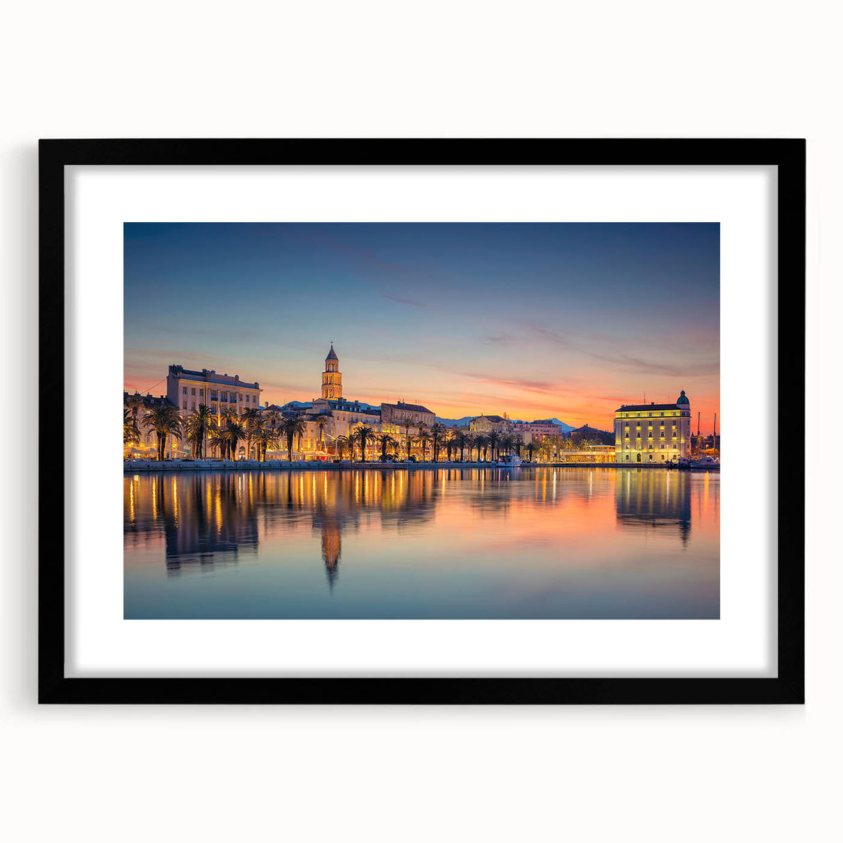 Extra large framed abstract art print depicting a colorful, textured Croatian landscape, ideal for living room decor.