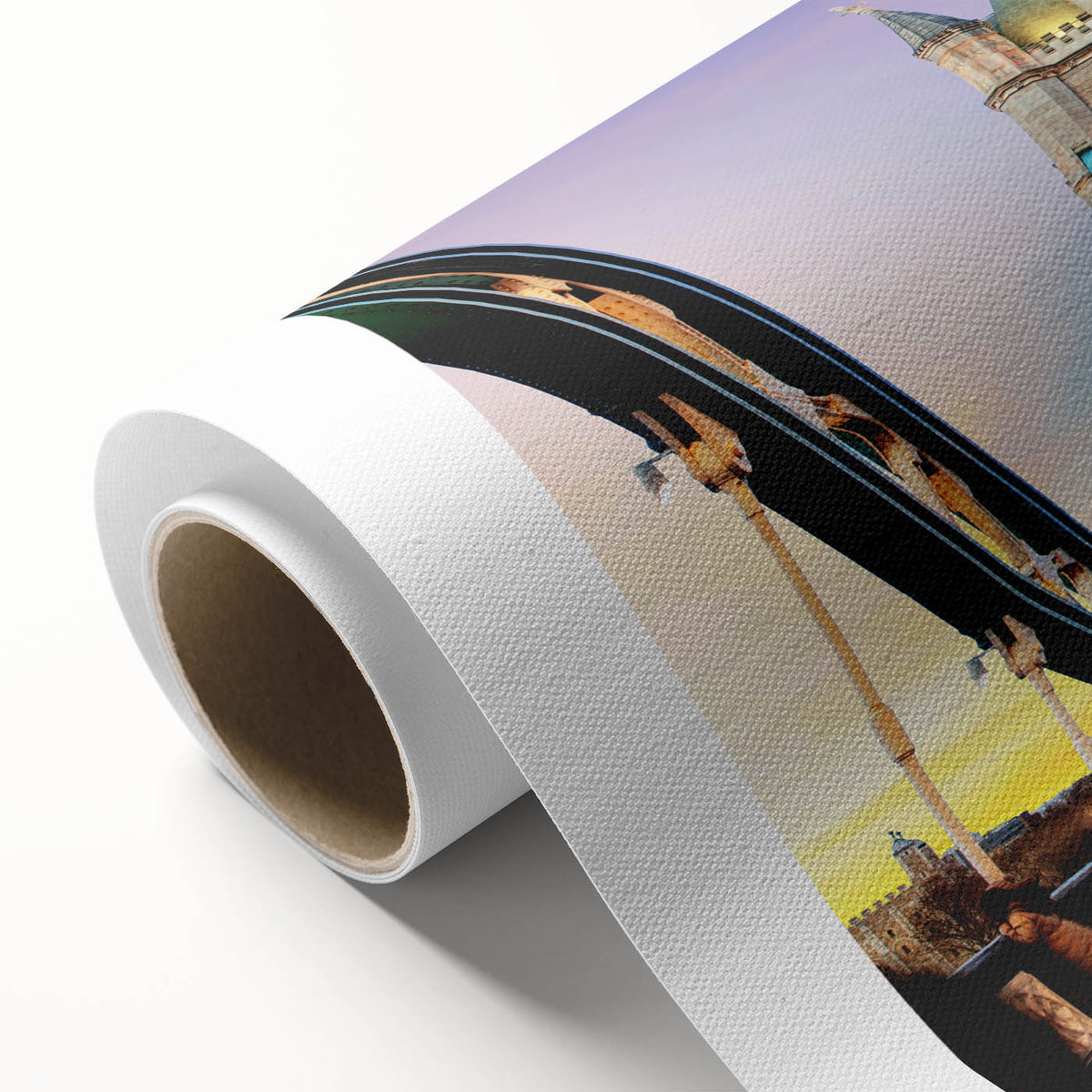 Art Deco poster featuring London scenery in pastel shades on rolled canvas, ideal for nursery wall art.