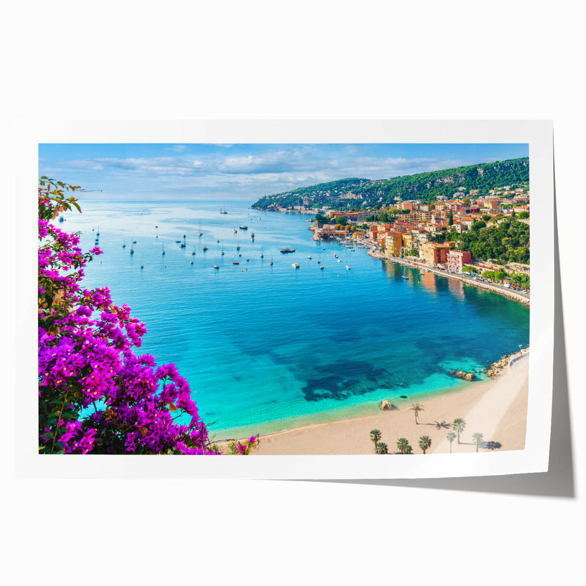 Extra large rolled print of a vibrant floral scene in southern France, ideal for art wall dining room.