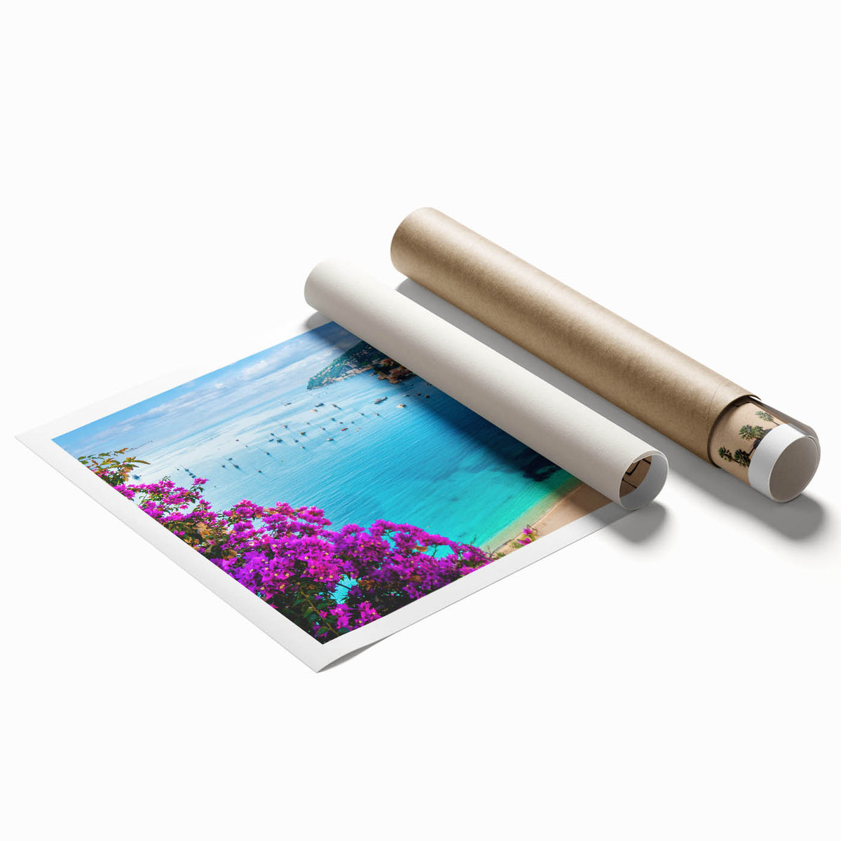 Extra large rolled print depicting a serene French countryside in pastel shades, ideal for classy bathroom wall art.