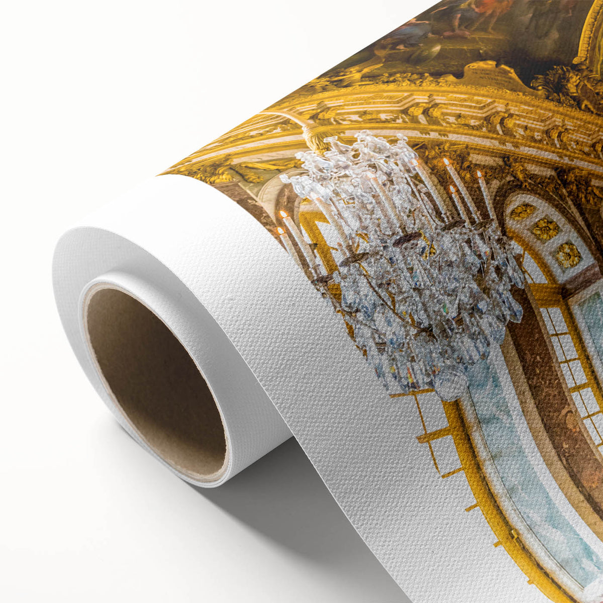 Art Deco poster of Versailles scenery in soft pastel colors on rolled canvas, ideal for nursery wall art.