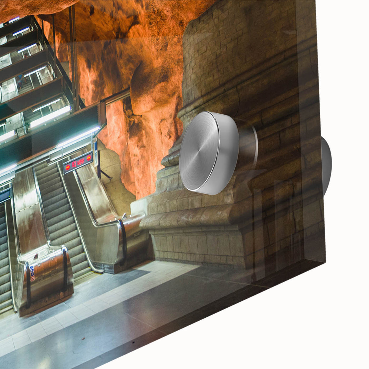 Acrylic print of a large abstract depiction of Stockholm in muted green and blue tones, ideal for dining room art.