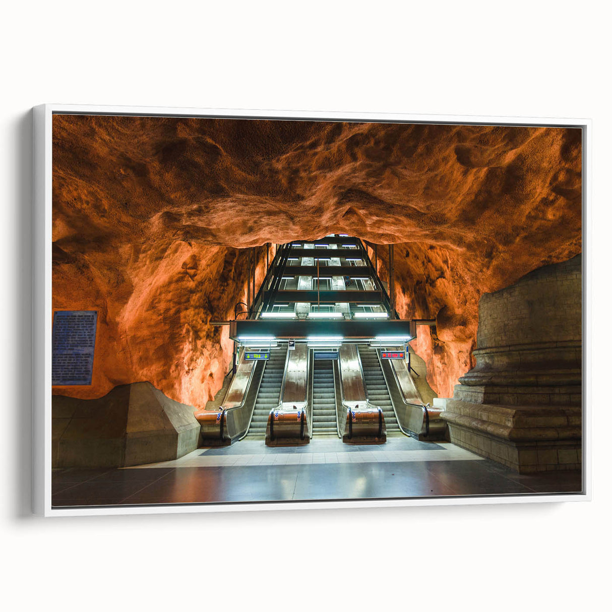 Vintage poster art of Stockholm scenery with colorful buildings on extra large framed canvas, ideal for living room decor.