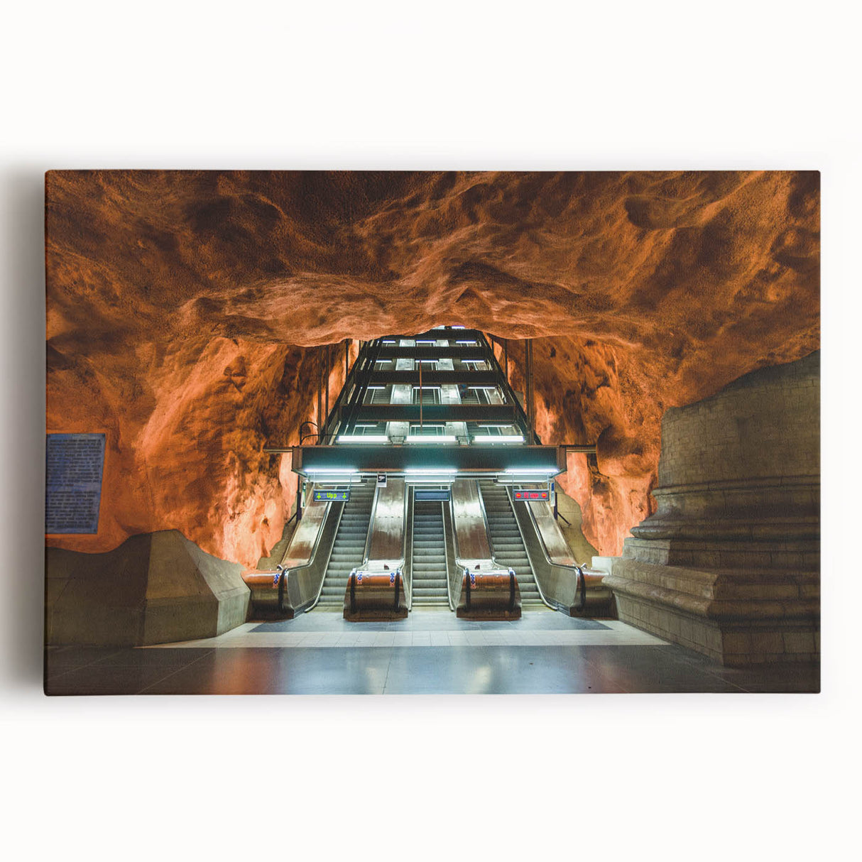 Black and white large art print of Stockholm scenery on stretched canvas, suitable for kitchen wall art.