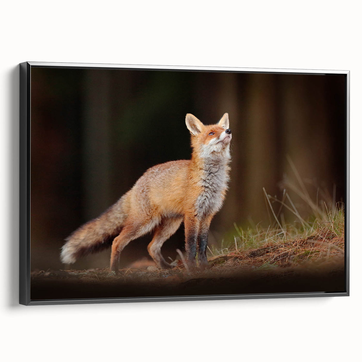 Black and white vintage poster art of a Swedish landscape on framed canvas, ideal for bedroom wall decor.