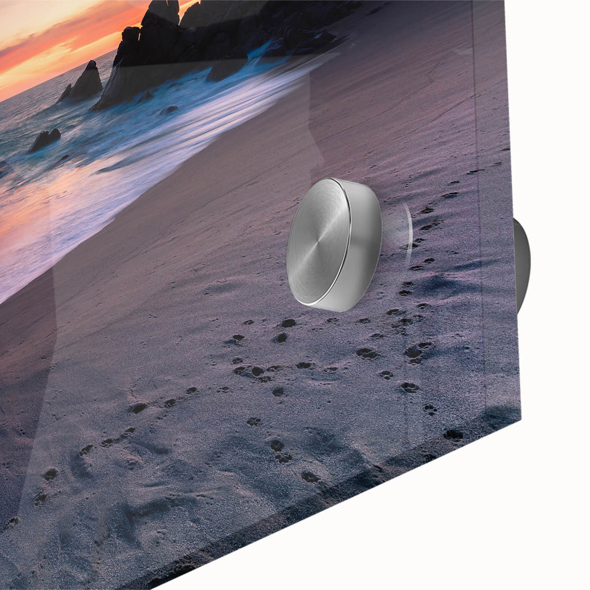 Large abstract depiction of Cabo San Lucas in muted earth tones on acrylic glass, suitable for dining room art.