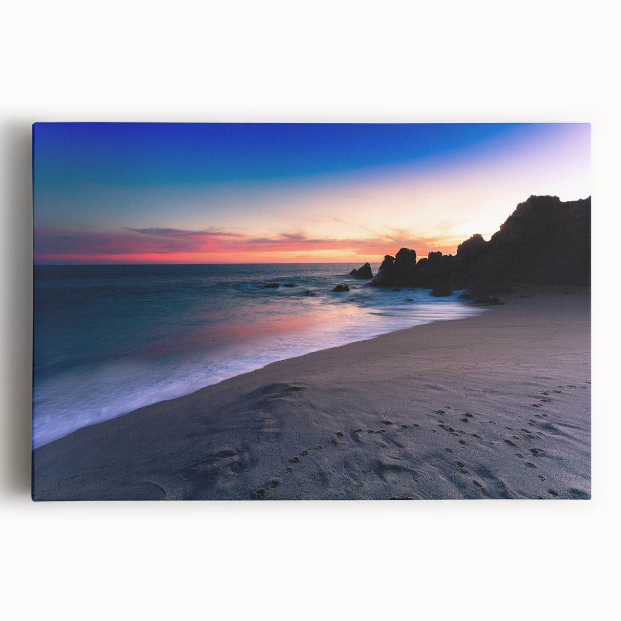 Black and white stretched canvas of Cabo San Lucas scenery, ideal for kitchen wall art.