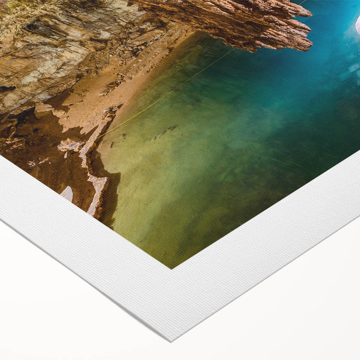 Art deco poster of Yucatán scenery, featuring pastel shades on rolled canvas, suitable for dining room or bathroom wall art.