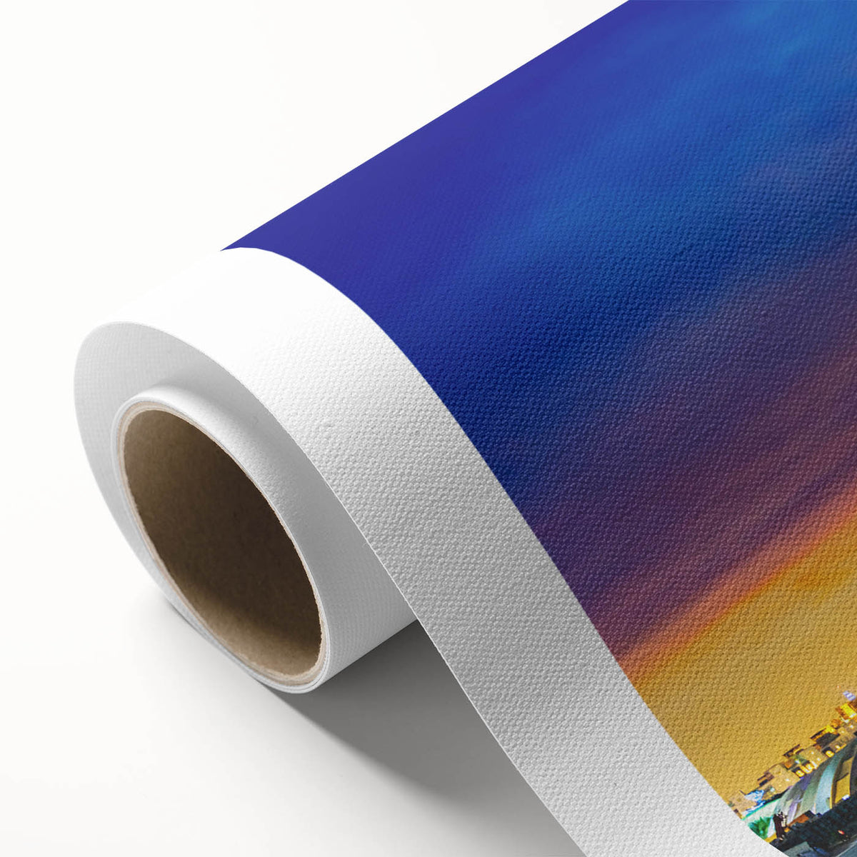 Art Deco poster of Dubai skyline in pastel shades on rolled canvas, ideal for nursery wall art or dining room decor.