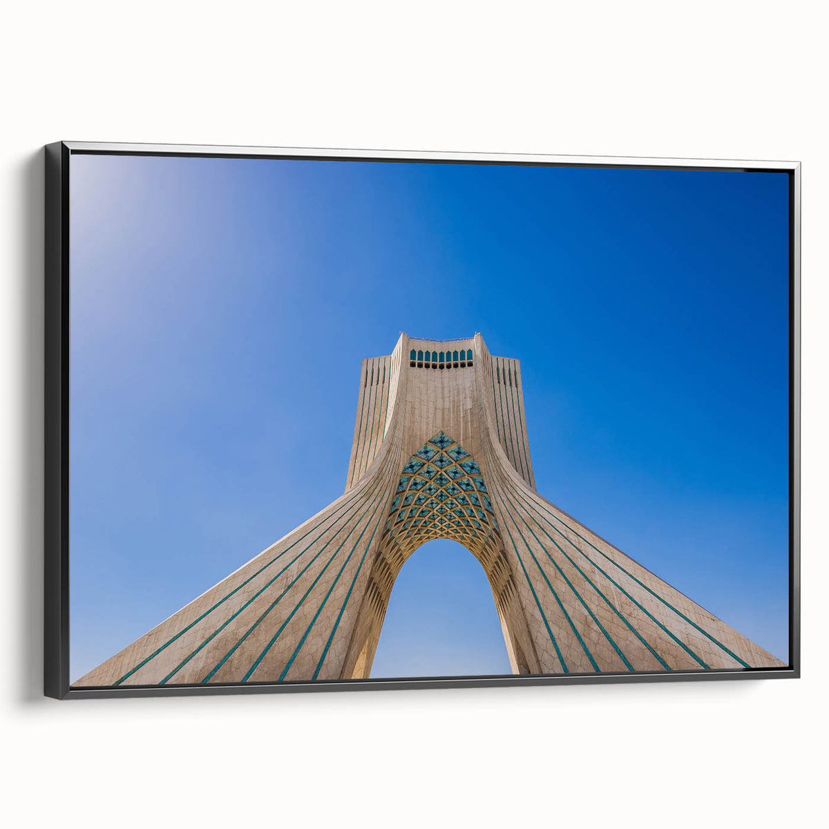Black and white landscape art painting of a Middle Eastern scene on a framed canvas, suitable for bedroom decor.