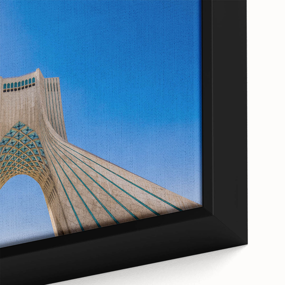Extra large framed canvas featuring a textured, colorful portrayal of a Middle Eastern scenery, ideal for living room decor.