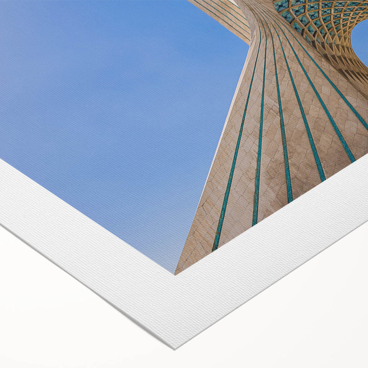 Art deco poster featuring a scenic view of Iran with muted earth tones on rolled canvas, suitable for dining room wall art.