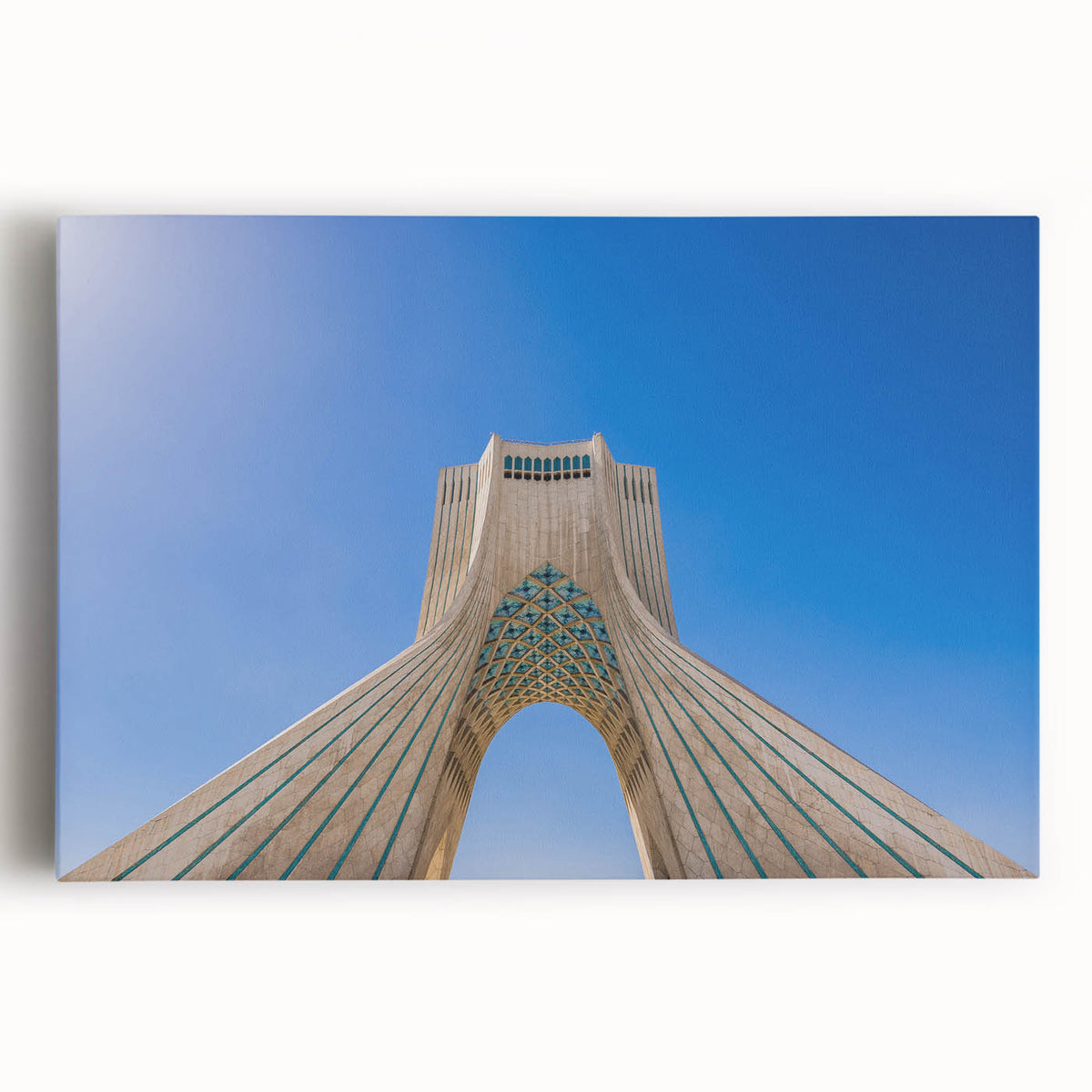 Large black and white stretched canvas of a Middle Eastern landscape, ideal for kitchen wall art.