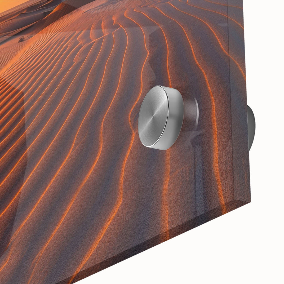 Large abstract wall art of a Saudi Arabian landscape in muted earth tones on acrylic glass, suitable for dining room decor.