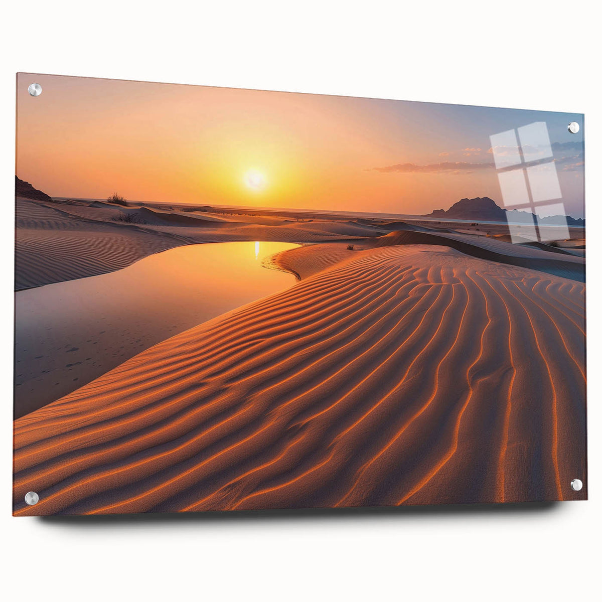 Acrylic print of a vibrant Middle Eastern landscape, ideal for dining room decor.