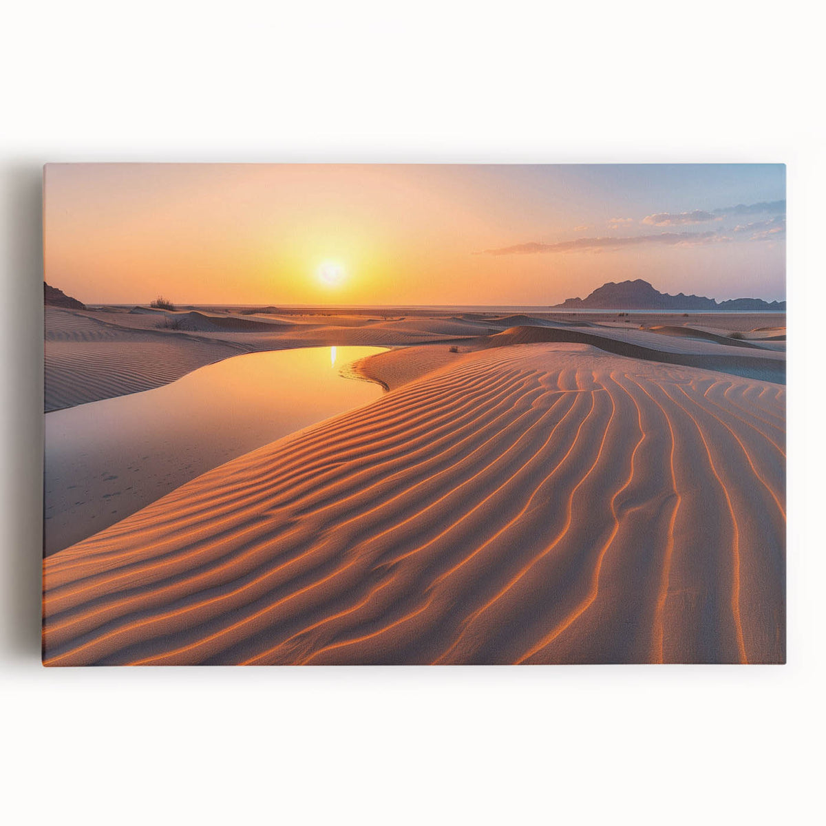 Black and white stretched canvas of Saudi Arabian scenery, ideal for kitchen wall art.