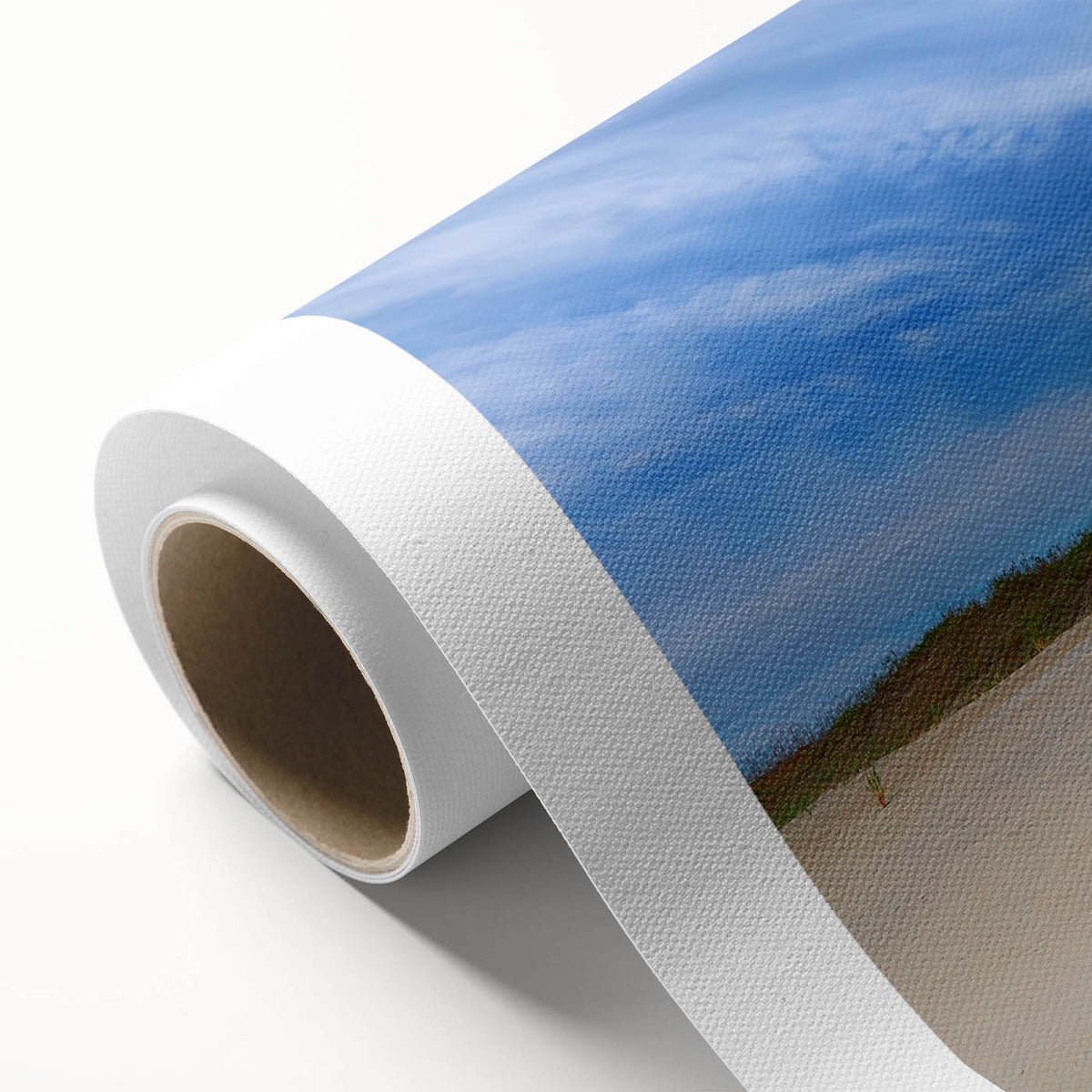 Art deco poster of North Carolina's Outer Banks in muted pastel shades on rolled canvas, ideal for nursery wall art.