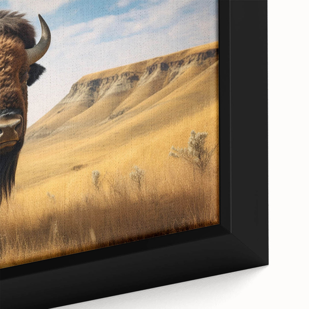 Textured black wall art featuring a colorful North Dakota scenery on an extra large framed canvas.