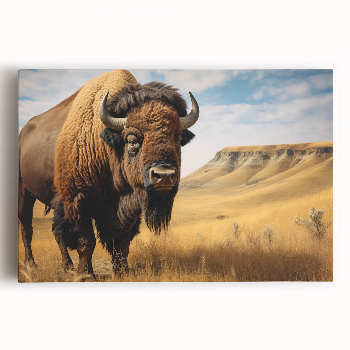 Black and white stretched canvas featuring a serene North Dakota landscape, ideal for kitchen wall art.